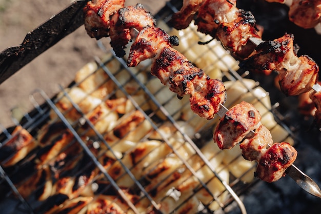 Potatoes and grilled meat