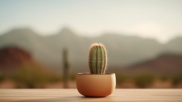 トラックの背景に鉢植えのサボテン