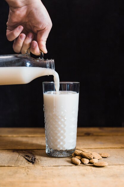 Pouring milk