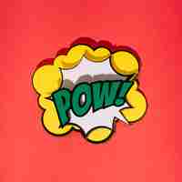 Free photo pow! comic speech bubble on red background