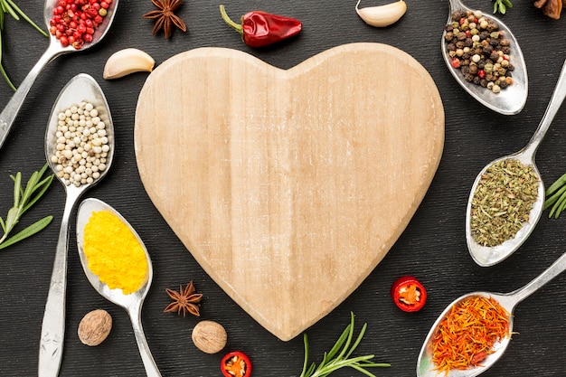 Powder condiments and wooden board