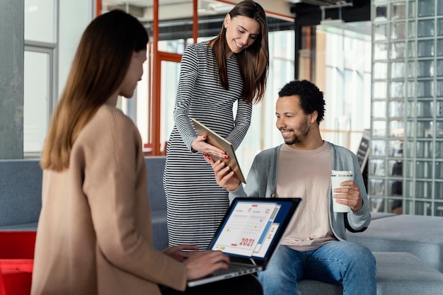 Pregnant woman having a business meeting