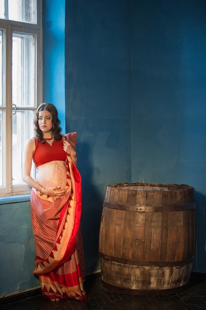 Saree Pregnancy Photoshoot Stock Photos - Free & Royalty-Free