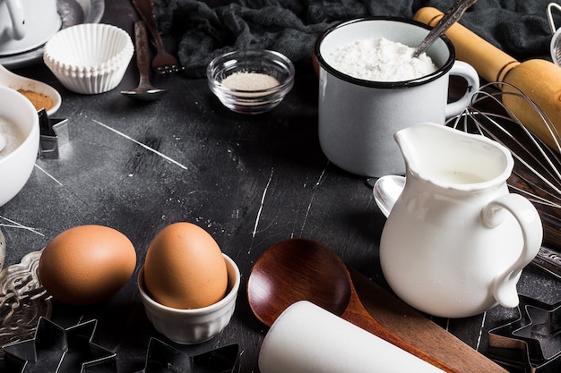 Preparation baking kitchen ingredients for cooking