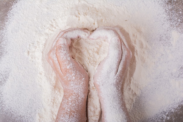 Preparing all purpose flour to make dough