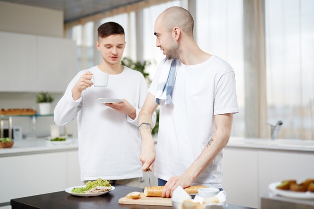 Preparing breakfast