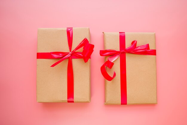 Present boxes with red bows