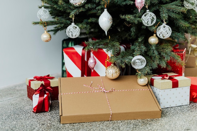 Presents under a Christmas tree