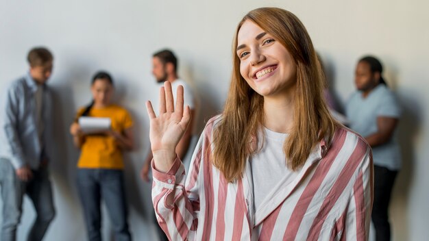 Pretty adult woman smiling