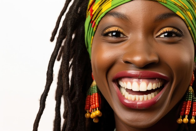 Free photo pretty african american woman happy and surprised expression