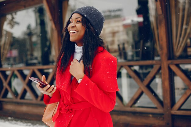 pretty black girl in winter