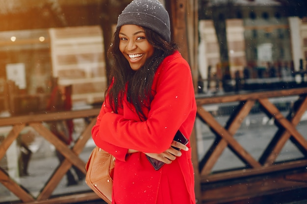 pretty black girl in winter