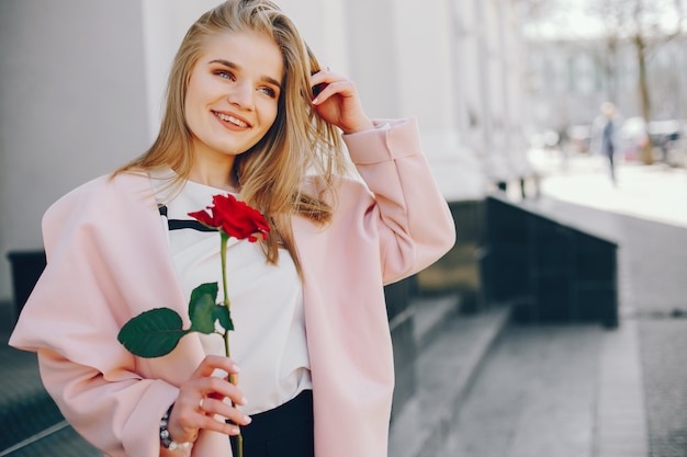 pretty blonde with rose