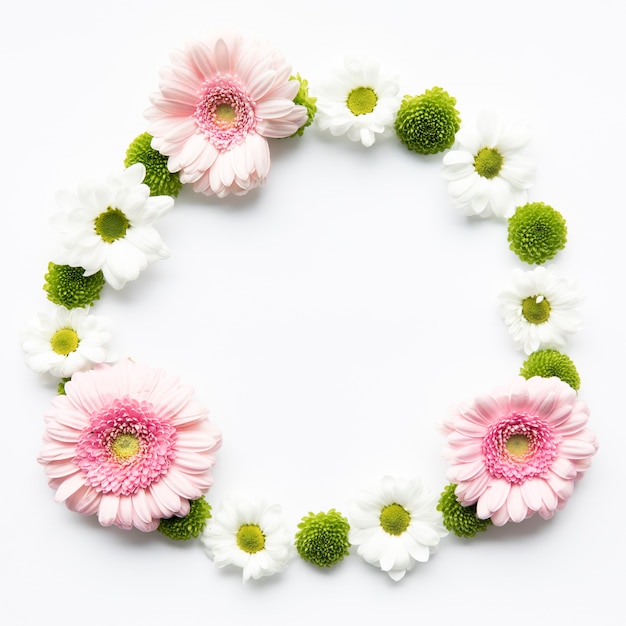 Pretty circle from flowers and succulents