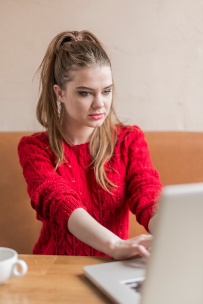 Pretty concentrated woman