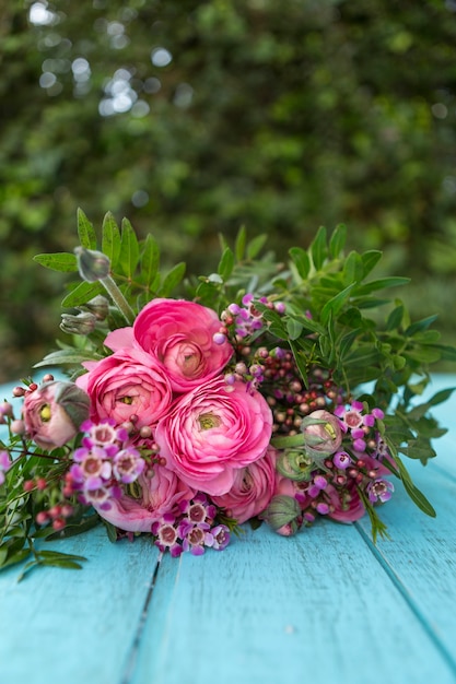Pretty decoration with pink flowers