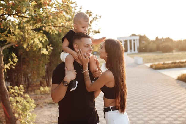 pretty family smiling outdoor