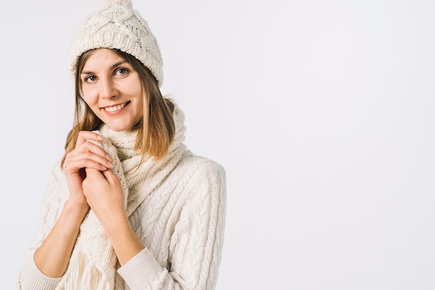 Pretty female in scarf and hat