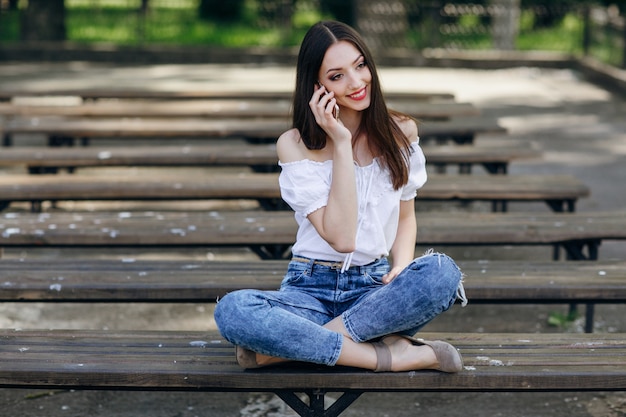 Pretty girl talking on the phone