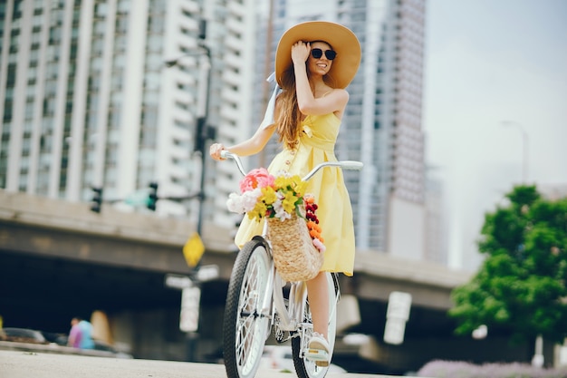 pretty girl with bicycle