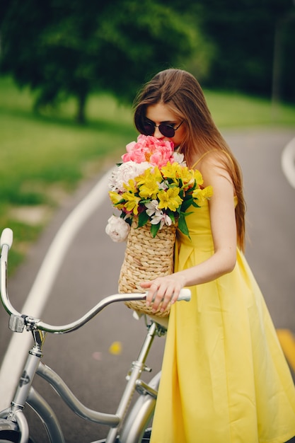 pretty girl with bicycle