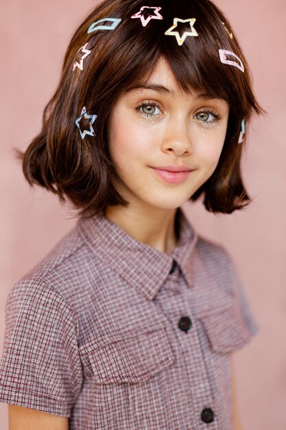 Pretty girl with hair clips