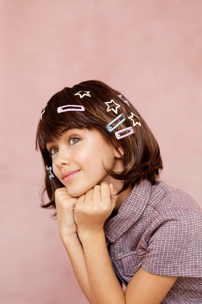 Pretty girl with hair clips