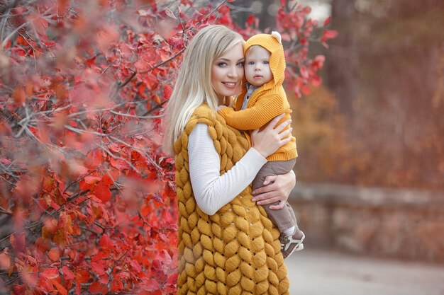 pretty mom and baby outdoor