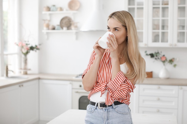 pretty woman in casual at home