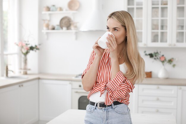 pretty woman in casual at home