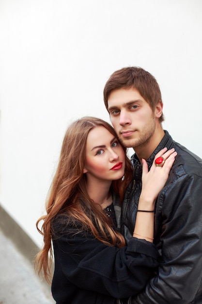 Pretty woman posing with her boyfriend