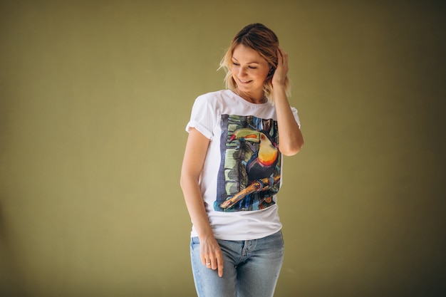 Pretty woman wearing tshirt