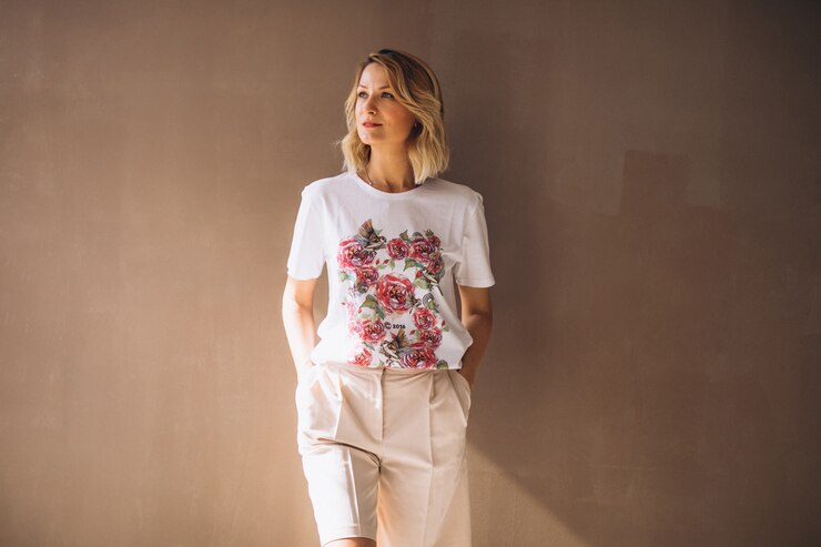 Free Photo pretty woman wearing tshirt