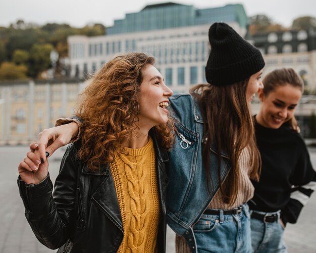 Pretty young girls having fun together