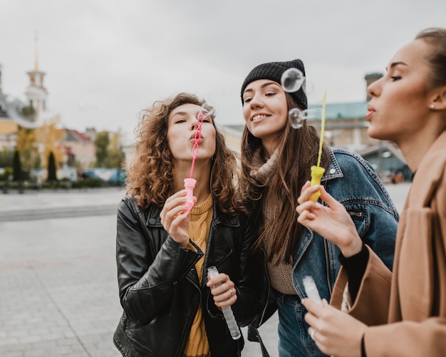 Pretty young girls having fun together