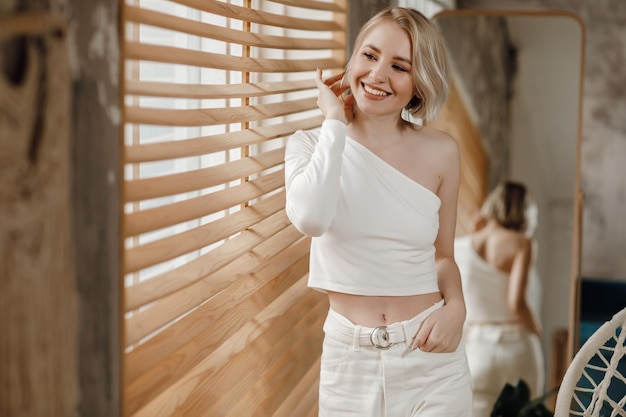 pretty young woman indoor portrait