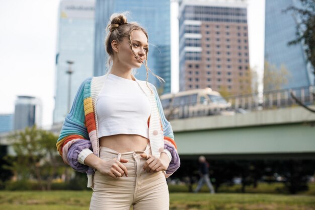 pretty young woman portrait outdoor