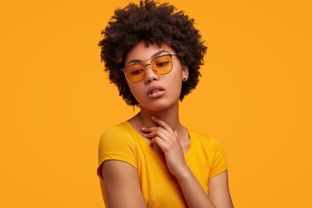 Pretty young woman with curly hair