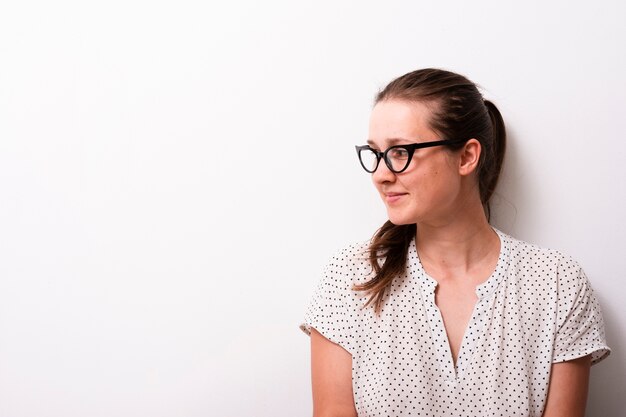 Pretty young woman with eyeglasses