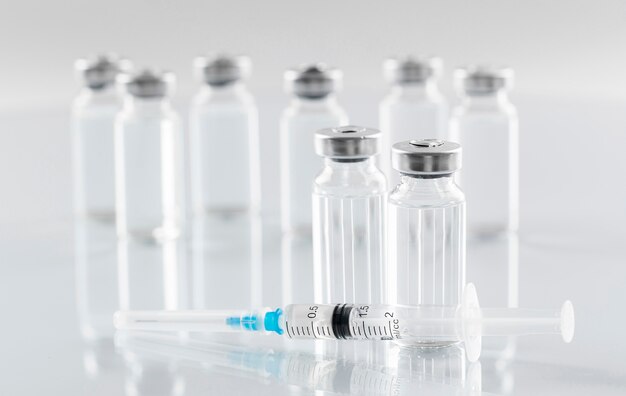 Preventive coronavirus vaccine bottles arrangement