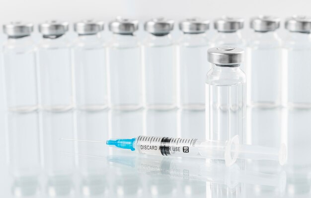 Preventive coronavirus vaccine bottles arrangement