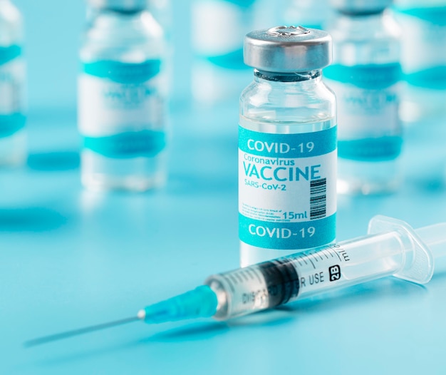 Free photo preventive coronavirus vaccine bottles composition