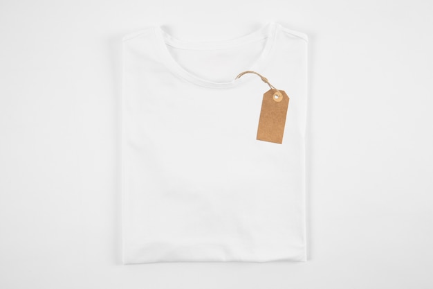 Price tag on white t shirt