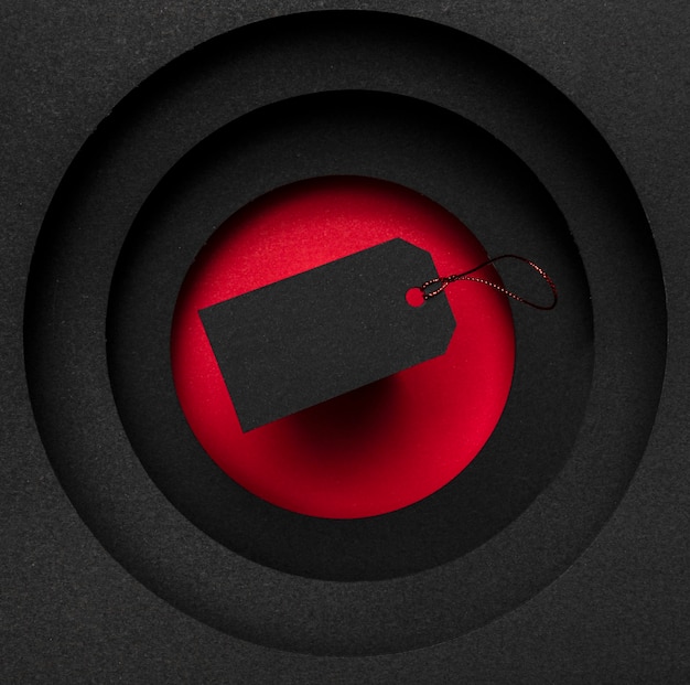 Price tags sales concept on red and black background