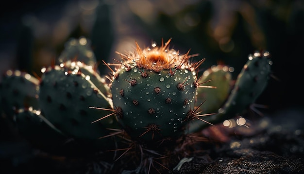 Free photo prickly pear cactus thorn sharpness in summer generated by ai