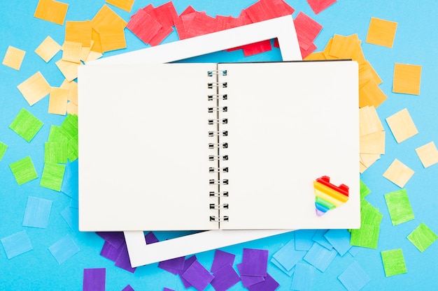 Pride day concept open notebook