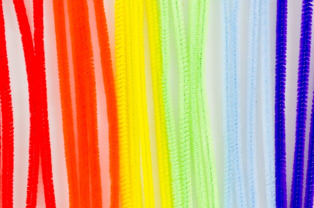 Pride flag with colorful chenille stems