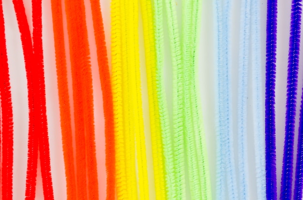 Pride flag with colorful chenille stems