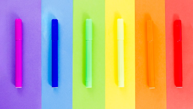 Pride flag with colorful felt-tip pen