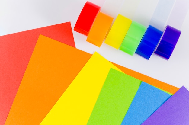 Pride flag with colorful paper sheet